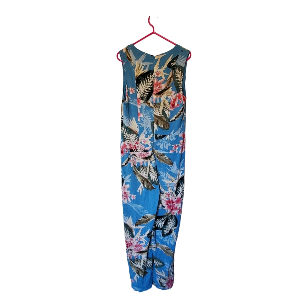 New* Guess Voyager Palm Print Blue Sl bombay jumpsuit Size 8